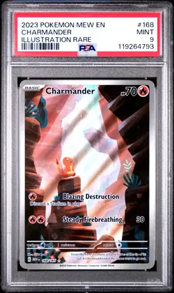 2023 POKEMON MEW EN-151 ILLUSTRATION RARE #168 CHARMANDER PSA 9 - Image 1