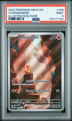 2023 POKEMON MEW EN-151 ILLUSTRATION RARE #168 CHARMANDER PSA 9 - Image 1