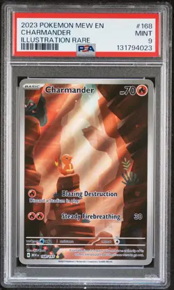 2023 POKEMON MEW EN-151 ILLUSTRATION RARE #168 CHARMANDER PSA 9 - Image 1