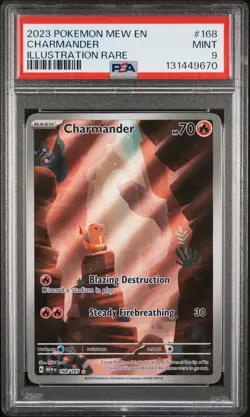 2023 POKEMON MEW EN-151 ILLUSTRATION RARE #168 CHARMANDER PSA 9 - Image 1