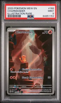2023 POKEMON MEW EN-151 #168 CHARMANDER ILLUSTRATION RARE PSA MINT 9 - Image 1