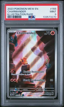 2023 POKEMON MEW EN-151 ILLUSTRATION RARE #168 CHARMANDER PSA 9 - Image 1