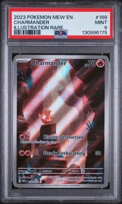 2023 POKEMON MEW EN-151 ILLUSTRATION RARE #168 CHARMANDER PSA 9 - Image 1