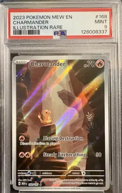 2023 POKEMON MEW EN-151 ILLUSTRATION RARE #168 CHARMANDER PSA 9 - Image 1