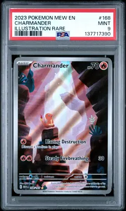 2023 POKEMON MEW EN-151 ILLUSTRATION RARE #168 CHARMANDER PSA 9 - Image 1