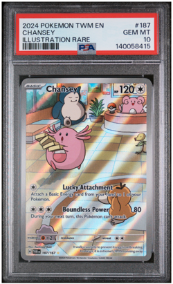 2024 POKEMON TWM EN-TWILIGHT MASQUERADE ILLUSTRATION RARE #187 CHANSEY PSA 10 - Image 1