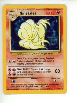 NINETALES 1999 POKEMON BASE SET HOLO RARE 12/102 Q3713 - Image 1