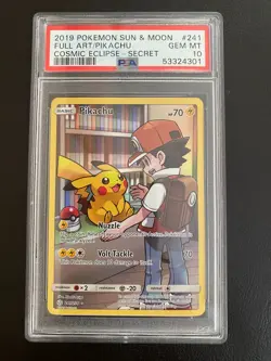 2019 Pokemon Pikachu Full Art Secret Rare Cosmic Eclipse 241/236 PSA 10 GEM MINT - Image 1