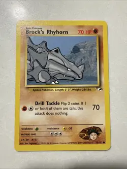 Pokemon TCG Brock's Rhyhorn Rare Unlimited Gym Heroes Set 22/132 Near Mint! - Image 1