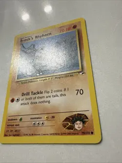 Pokemon TCG Brock's Rhyhorn Rare Unlimited Gym Heroes Set 22/132 Near Mint! - Image 2