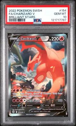 PSA 10 Charizard V 154/172 Brilliant Stars Alternate Alt Art Full SWSH Pokemon - Image 1