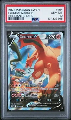 PSA 10 Charizard V 154/172 Brilliant Stars Alternate Alt Art Full SWSH Pokemon - Image 1