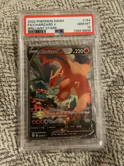 Pokemon Card Charizard v 154/172 Alt Art Brilliant Stars 2022 PSA 10 Gem Mint - Image 1
