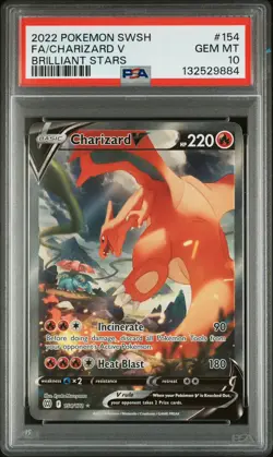 Pokemon TCG Charizard V 154/172 PSA 10 Brilliant Stars Alt Art - Image 1