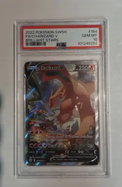 PSA 10 GEM MINT Pokemon Brilliant Stars Charizard V Alternate Alt Art 154/172 - Image 1