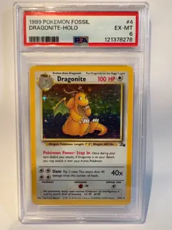 1999 Dragonite 4/62 Fossil Holo PSA 6 EX-MT - Image 1