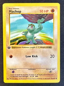 Machop 52/102 1999 1st Edition Base Set Shadowless Pokemon Card Vintage - Lp/Mp - Image 1