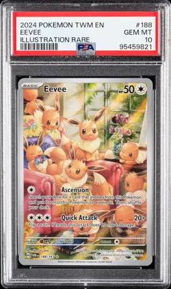 2024 POKEMON TWM EN-TWILIGHT MASQUERADE ILLUSTRATION RARE #188 EEVEE PSA 10 - Image 1