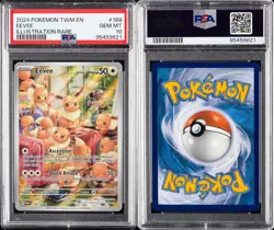 2024 POKEMON TWM EN-TWILIGHT MASQUERADE ILLUSTRATION RARE #188 EEVEE PSA 10 - Image 3