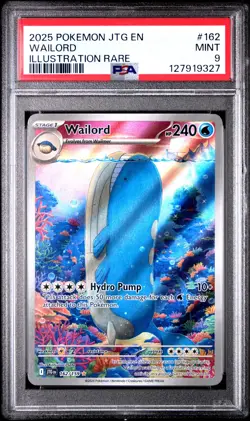 2025 POKEMON JTG EN-JOURNEY TOGETHER ILLUSTRATION RARE #162 WAILORD PSA 9 - Image 1