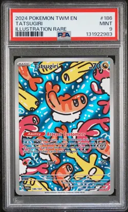 2024 POKEMON TWM EN-TWILIGHT MASQUERADE ILLUSTRATION RARE #186 TATSUGIRI PSA 9 - Image 1