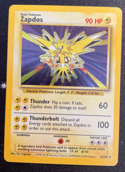 Pokemon TCG Zapdos - 016/102 Base Set Holo LP+ - Image 1