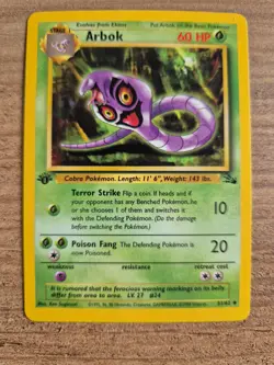 Pokemon Cards: Fossil 1st Edition Uncommon: Arbok 31/62 - Image 3