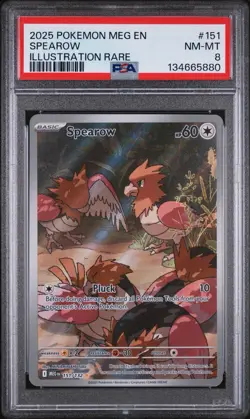 Pokemon TCG Spearow 151/132 Me01: Mega Evolution Illustration Rare Holo PSA 8 - Image 1