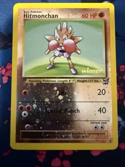 2003 Pokemon Best Of Game Winner Hitmonchan Reverse Holo Promo NM - Image 1