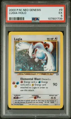 2000 POKEMON NEO GENESIS #9 LUGIA-HOLO RARE PSA 5 EXCELLENT Vintage - Image 1
