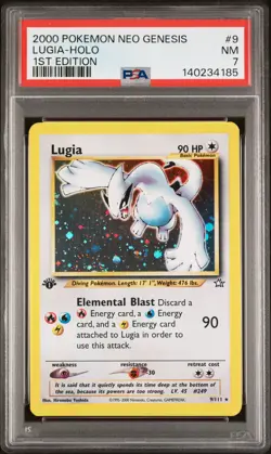 2000 POKEMON NEO GENESIS 1ST ED #9 LUGIA-HOLO PSA 7 - Image 1