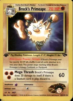 Brock's Primeape 1st Ed 35/132 Uncommon WOTC Gym Challenge Pokemon - Image 1