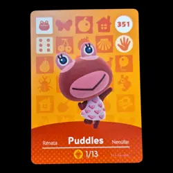 Animal Crossing Amiibo Nintendo Card - Puddles #351 - Series 4 - Image 1