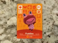 PUDDLES #351 Animal Crossing Amiibo Authentic Nintendo Mint Card From Series 4 - Image 1