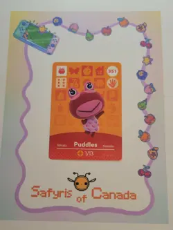 Puddles #351 Animal Crossing Amiibo Card Authentic Never Scanned - Image 1