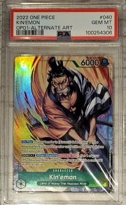 2022 KIN'EMON One Piece OP01 Pre-Errata ENGLISH ALT ART OP01-040 SR PSA 10 GM - Image 1