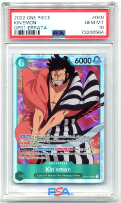 2022 One Piece Romance Dawn #OP01-040 Kin'emon Errata PSA 10 Gem Mint Low Pop - Image 1