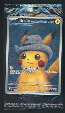 Pokemon Pikachu with Grey Felt Hat SVP 085 Van Gogh Promo Card - Sealed - Image 1