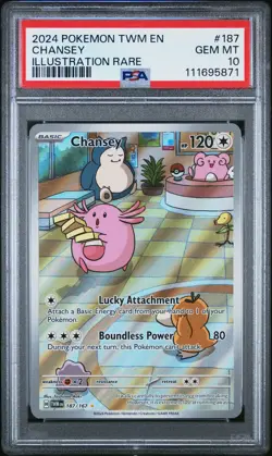 2024 POKEMON TWM EN-TWILIGHT MASQUERADE ILLUSTRATION RARE #187 CHANSEY PSA 10 - Image 1