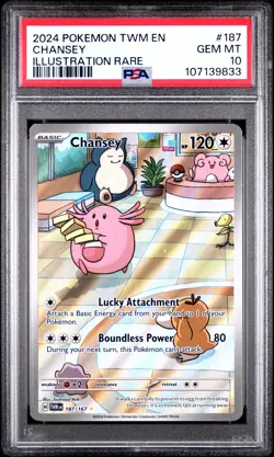 2024 Pokemon TWM EN-Twilight Masquerade Chansey Illustration Rare PSA 10 #187 - Image 1