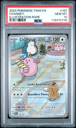 2024 POKEMON TWM EN-TWILIGHT MASQUERADE ILLUSTRATION RARE #187 CHANSEY PSA 10 - Image 1