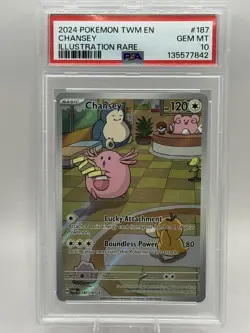2024 POKEMON TWM EN-TWILIGHT MASQUERADE ILLUSTRATION RARE #187 CHANSEY PSA 10 - Image 1