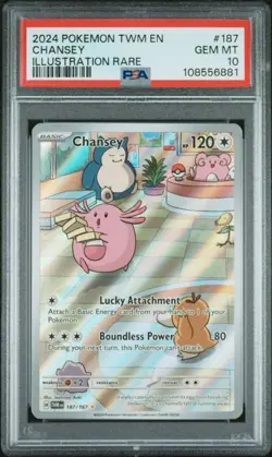2024 POKEMON TWM EN-TWILIGHT MASQUERADE ILLUSTRATION RARE #187 CHANSEY PSA 10 - Image 1