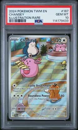 2024 POKEMON TWM EN-TWILIGHT MASQUERADE ILLUSTRATION RARE #187 CHANSEY PSA 10 - Image 1