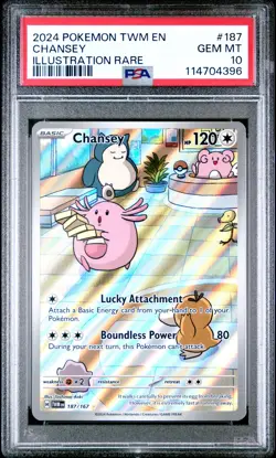 2024 POKEMON TWM EN-TWILIGHT MASQUERADE ILLUSTRATION RARE #187 CHANSEY PSA 10 - Image 1