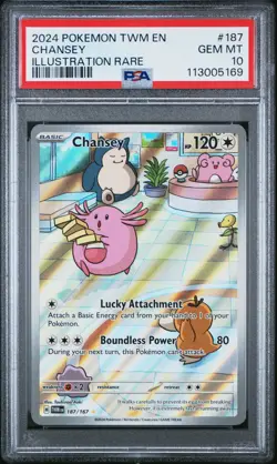 2024 POKEMON TWM EN-TWILIGHT MASQUERADE ILLUSTRATION RARE #187 CHANSEY PSA 10 - Image 1