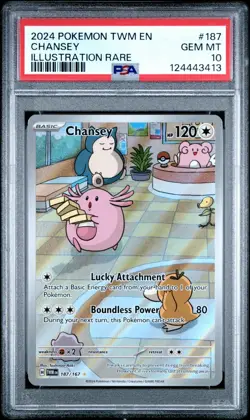 2024 POKEMON TWM EN TWILIGHT MASQUERADE ILLUSTRATION RARE #187 CHANSEY PSA 10 - Image 1
