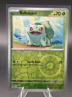 Pokemon TCG 2023 Scarlet & Violet 151 BULBASAUR 001/165 Reverse Holo NM - Image 1