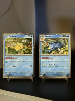 Pokemon TCG Psyduck and Golduck Mega Evolution Promo Card 007 & 008 - Image 1