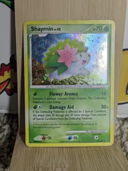 Shaymin 14/127 Platinum Holo Rare Pokemon Card 2009 Vintage TCG (MP) - Image 2